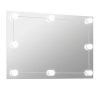 Miroir mural sans cadre avec éclairage LED, miroir rectangulaire en verre 100 x 60 cm, port USB, blanc chaud, lumière blanche froide, pour chambre à coucher, salon, couloir, décoration et maquillage