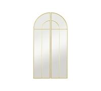 Miroir mural style verrière dim. panneau 30 x 120 cm métal doré verre