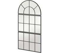 HOMCOM Miroir Mural arqué, Miroir Mural en Forme de fenêtre, Ensemble de 3 pièces, Cadre en métal, pour Salon, Chambre à Coucher, Couloir, 76 x 150 cm Noir
