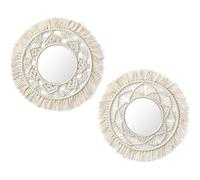 Miroir Mural Suspendu With Frange En Macramé 2 Set Small Round Decoratic Boho Antique Miroir For Apartment Livingroom Bedroom Baby Nursery,Beautiful Gift Ideas