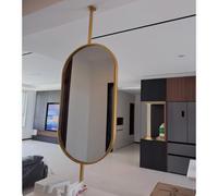 Miroir Ovale avec Cadre en métal doré, Miroir Flottant Suspendu au Plafond du Salon, Miroir de Salle de Bain avec flèche montée au Plafond, Miroir de Maquillage pour décoration Murale