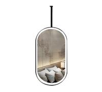 Miroir ovale double face monté plafond, miroir salle bain HD, rotatif 360°