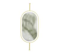 Miroir Ovale Double Face Rotatif à 360°, fixé au Plafond, avec éclairage LED, Bouton antibuée et intensité Lumineuse réglable sur 3 Couleurs, idéal pour Coiffeuse de Salle de Bain ou Table d