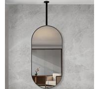 Miroir ovale personnalisable à suspendre au plafond - Fixation murale en métal robuste, parfait pour la maison et l'hôtel, le maquillage et la décoration, 50 cm x 70 cm