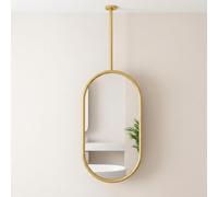 Miroir ovale suspendu au plafond, miroir de toilette moderne suspendu | Miroirs décoratifs suspendus au plafond pour chambre, cabinet de toilette, entrée et séjour(Gold,40x70cm)