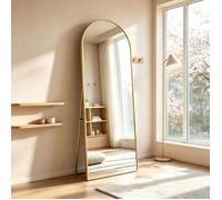 Miroir Plein Pied 162x53 cm, Miroir Arche sur Pied avec Cadre Métal Doré, Grand Miroir de Sol pour Chambre, Entrée et Dressing