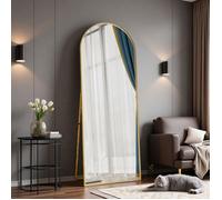 Miroir Plein Pied sur Pied 162x53cm Arche Doré - Cadre Métal Aluminium - Chambre Dressing - Arrondi Inclinable