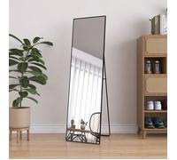 Miroir Pleine Longueur 140x40cm, Miroir sur Pied HD Grand Miroir Mural avec Crochets Dressing Miroir Alliage d'Aluminium Cadre,