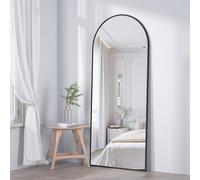Miroir pleine longueur 162 cm * 53 cm, miroir de sol en arc avec support, miroir arqué, miroir complet noir, suspendu ou appuyé contre le mur pour l'entrée de la chambre Protection en verre trempé