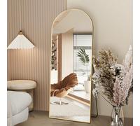 Miroir pleine longueur 162 cm * 53 cm, miroir de sol en arc avec support, miroir arqué, miroir complet noir, suspendu ou appuyé contre le mur pour l'entrée de la chambre Protection en verre trempé