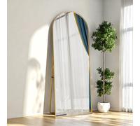 Miroir Pleine Longueur 162 x 53 cm Miroir de Sol avec Support Grand Miroir Mural HD Miroir Complet du Corps avec Crochet Gold-162 x 53 cm