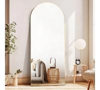 Miroir pleine longueur 165 x 60 cm, miroir de sol avec cadre en aluminium, miroir sur pied arqué lisse, doré