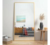 Miroir pleine longueur 165 x 60 cm, miroir sur pied, miroir sur pied avec cadre en alliage d'aluminium, miroir mural à cadre fin