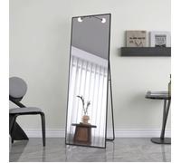 Miroir Pleine Longueur 165x60cm, Miroir sur Pied HD Grand Miroir Mural avec Crochets Dressing Miroir Alliage d'Aluminium Cadre,
