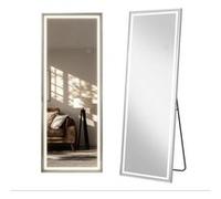 Miroir pleine longueur à LED, LINFE, 160 × 50 × 4 cm, argent, avec cordon d'alimentation de 150 cm, fixation murale et pose au sol Argent