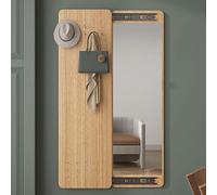 Miroir pleine longueur avec porte-manteau - Miroir mural coulissant pour entrée, chambre, salle de bain, salon - Bois - Design élégant et fonctionnel