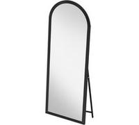 Miroir pleine longueur LINFE 160 x 50 cm, installation sur pied et murale, cadre en bois massif, grand format, design moderne, noir Noir