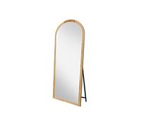 Miroir pleine longueur LINFE 160 x 50 cm, installation sur pied et murale, cadre en bois massif, grand format, design moderne, marron Marron