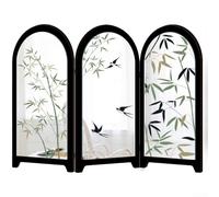 Miroir pliable en acrylique de style chinois, décoration de table créative 3D avec motifs orientaux, décoration de maison pliable pour étagère et bureau, accent culturel élégant (E)