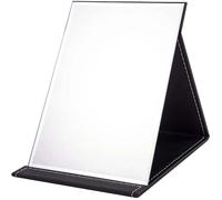 Miroir Pliant Portable 1712 cm, Miroir de Maquillage Compact Super HD, Miroir de Voyage en Cuir PU Noir, Miroir de Vanité Auto