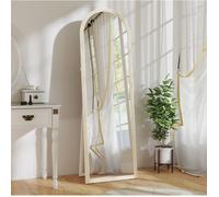 Miroir psyché 50 x 160 cm blanc, arche sur pied, fixation murale, support rabattable, verre trempé HD
