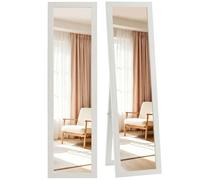 HOMCOM Miroir rectangulaire sur Pied Mural ou à Poser avec Cadre en Bois pour Salon Chambre à Coucher 37 x 157 cm Blanc