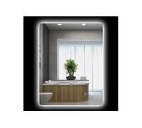 kleankin Miroir rectangulaire miroir mural lumineux LED de salle de bain 80 x 60 cm luminosité réglable blanc transparent