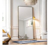 Miroir rectangulaire sur pied et mural 180x80 cm, miroir de sol, miroir autoportant noir, cadre en alliage d'aluminium