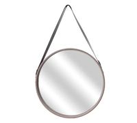Miroir rond à suspendre avec une anse - Diam. 50 cm. - Beige