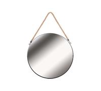 - Miroir rond avec anse en jonc 50 cm noir