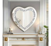 Miroir rond en forme de cœur en acrylique 11,81*11,81 pouces - Miroir argenté asymétrique double face avec fragments de cristal, 2 mm d'épaisseur, décoration polyvalente pour la maison, le garage, la 