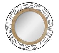 Miroir Rond en Métal & Bois ""Joe"" 45cm Noir