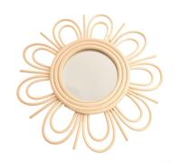 Miroir rond en verre à suspendre de style bohème avec motif soleil pour salon, chambre à coucher, salle de bain, décoration en rotin