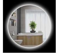 Miroir rond - kleankin - lumineux LED mural salle de bain tactile antibuée réglable 29 W - verre - blanc argent