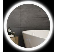 Miroir rond - kleankin - salle de bain éclairage LED Ø 60 cm mural anti-buée réglable tactile - verre - blanc argent