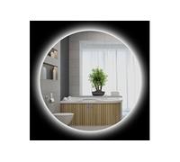 Kleankin Miroir rond LED Ø70 cm Salle de bain – Luminosité tactile, antibuée, gris