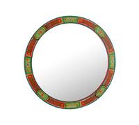 Miroir rond style indien 75 cm vert et rouge - NEIDIN