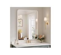 Miroir Salle de Bain 75x55cm Rectangulaire avec Cadre en Aluminium, Miroir Mural/Dressing/Salon Décoration HD Miroir de Maquillage Blanc