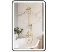 Miroir salle de bain avec éclairage - HOMCOM - anti-buée, 3 couleurs lumière, dimmable, mémoire - verre trempé - 90 x 60 cm - noir