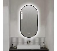 Miroir Salle De Bain Avec Eclairage, Miroir Mural Ovale À Cadre Métallique, Miroir Intelligent Avec Écran Tactile, Éclairage Dimmable 3 Couleurs, Miroir Maquillage Mural(Backlight-b,40x100cm)
