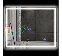 HomCom - Miroir salle de bain lumineux 80 x 100 cm Bluetooth LED tactile 3 couleurs anti-buée argent
