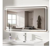 Miroir Salle de Bain LED 100x60 cm,Antibué Rectangulaire Miroir Mural 3 Couleurs Luminosité,Dimmable,Tactile,Horizontale/Verticale