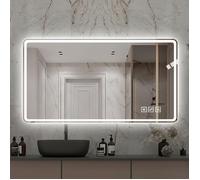 Miroir Salle de Bain LED sans cadre Rectangulaire Anti-Buée -60×120 cm-Éclairage 3 Couleurs Tactile, IP44 étanche,anti-armature