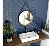 AURLANE Miroir Salle de Bain Rond - diamètre 55cm - Noir Mat et Finition Bronze - Circle Horus