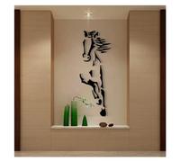 Miroir Stickers Muraux Chevaux Stickers Muraux Chambre Décoration Restaurant Fond Art Salon Salle De Bains Chambre Décor Miroir Sticker Mural Pour Salon Cuisine Chambre Bureau Tv Fond(Black,L 150cm 54