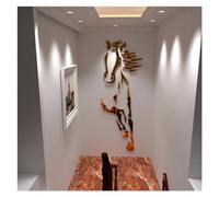 Miroir Stickers Muraux Chevaux Stickers Muraux Chambre Décoration Restaurant Fond Art Salon Salle De Bains Chambre Décor Miroir Sticker Mural Pour Salon Cuisine Chambre Bureau Tv Fond(Gold,S 50cm 20cm