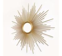 Miroir Sunburst, décoration murale en métal, style milieu du siècle, 71,1 | Miroir mural rond 3D en forme de soleil - Décoration élégante pour salon, chambre à coucher ; élève l'ambiance et crée une