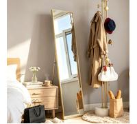 Miroir sur pied 140x40 - Grand miroir sur pieds avec cadre en aluminium - Pieds antidérapants, style scandinave