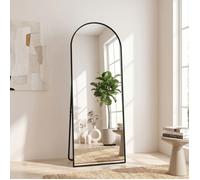 Miroir sur pied 160x50 cm, grand miroir mural, arche design, pour salon chambre ou entrée, long miroir de sol avec support, noir