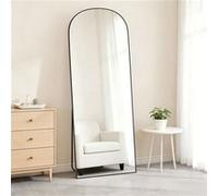 Miroir sur Pied, 162 x 52 cm, Miroir de Sol - Miroir Mural - Miroir arqué pleine longueur, Pour Salon, Entrée, Chambre, Noir Noir